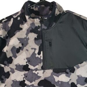 Starter Mens Greystone Camo Fleece Quarter Zip Pullover Jacket Grey Black L